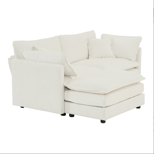 Chenille Two-Seater Sofa With 1 Footrest, 2 Seater L-Shaped Sectional With Ottoman,Loveseat With Ottoman