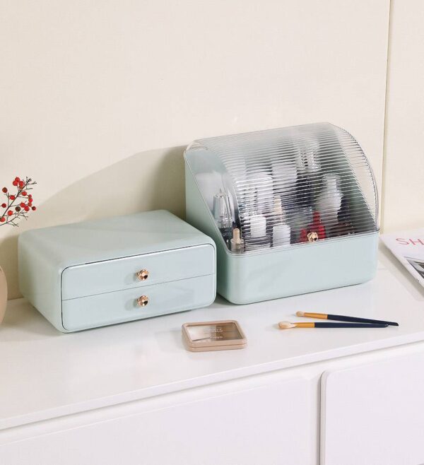 Large Waterproof Cosmetics Storage Box with Drawers, Dustproof Organizer