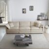 Mid-Century Modern Couch 3-Seater Sofa With 2 Armrest Pillows And 3 Toss Pillows, Couch For Living Room
