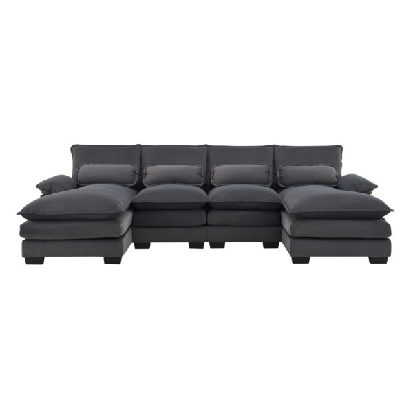 New Modern U-shaped Sectional Sofa, 6-Seat With Waist Pillows