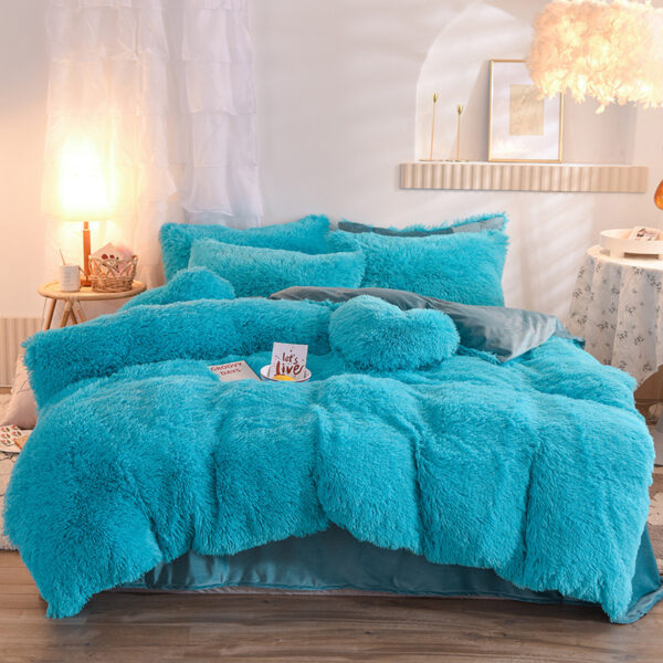 884148061628.jpg Luxury Plush Fleece Bedding Set, Fluffy Duvet Cover & Pillowcases for Winter Warmth