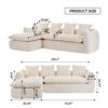 Oversized L-Shape 3-Seater Sofa with Chaise - Deep Seat Sleeper Sectional (Left-Facing)