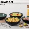 Creative Western  Kiln Change Peacock Green Bowl 30oz Bowl Set Of 4 For Cereal, Salad, Pasta, Soup, Dessert, Serving Dishwasher, Microwave And Oven