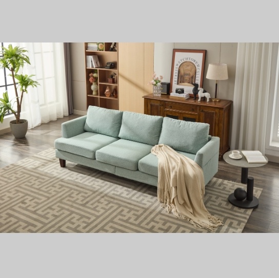 8d7fae2c-ae2d-46e1-ba56-12499ac2918e.jpg Light Green 3-Seater Fabric Sofa – USB Ports & Comfy Cushions for Small Spaces