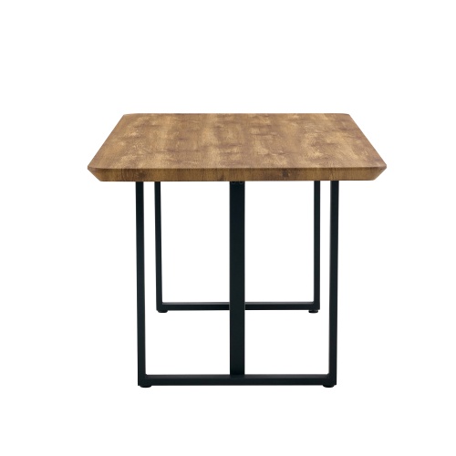 67"x36" Wood-Textured Dining Table Set with 4 Brown Suede Chairs