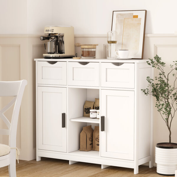 White Storage Cabinet with Drawers & Shelves - Home Decor for Any Room