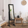 Mirrored Standing Jewelry Armoire Cabinet With LED Lights