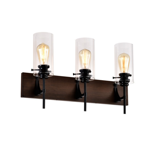9dde9e35-0745-4835-a465-b1b38c1ac3c8.jpg DOMETOUR 3-Light Black & Wood Vanity Light – Modern Glass Shade Bathroom Fixture