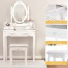 a1d568bb-4c18-4576-962d-e76e52c4be35.jpg Vanity Table Set with Oval Mirror, 4 Drawers & Cushioned Stool for Bedroom