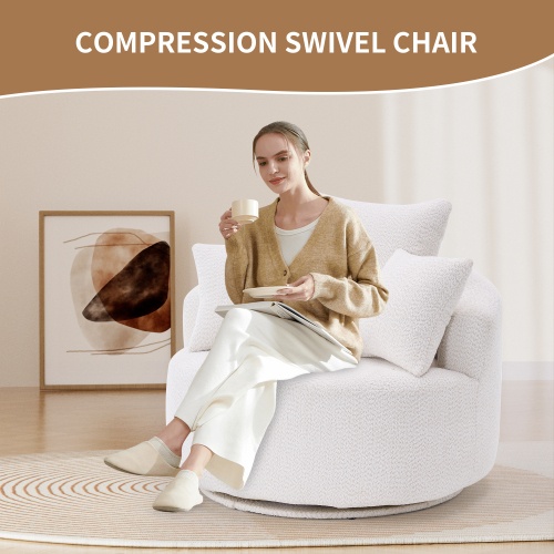 LY-031WH Swivel Compression Chair – Crochet Yarn Single Seat with Full Sponge Cushion