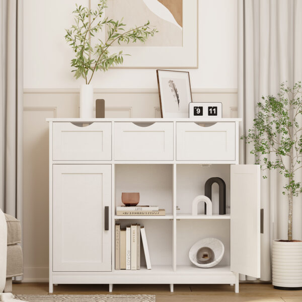 White Storage Cabinet with Drawers & Shelves - Home Decor for Any Room