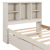 Modern Twin Size Bed Frame With Built-in USB Port On Bookcase Headboard And 2 Drawers