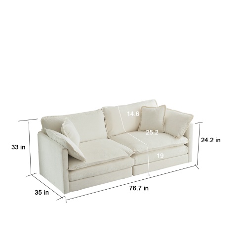 Chenille Two-Seater Sofa With 1 Footrest, 2 Seater L-Shaped Sectional With Ottoman,Loveseat With Ottoman