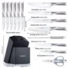15-Piece German Stainless Steel Kitchen Knife Set with Block & Sharpener