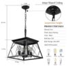 4-Light Black Farmhouse Chandelier - Dining Room Ceiling Fixture (No Bulbs)