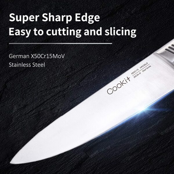 15-Piece German Stainless Steel Kitchen Knife Set with Block & Sharpener