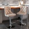 2-piece Set Of Rotating Velvet Bar Stools