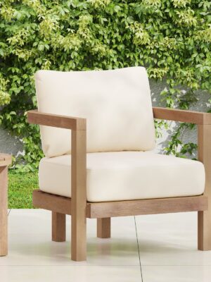 Outdoor Acacia Wood Patio Club Chair, Patio Furniture,Waterproof Thick Cushion Deep Seating For Porc