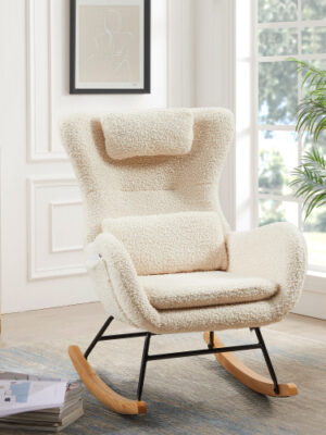 Rocking Chair Nursery, Modern Rocking Chair With High Backrest