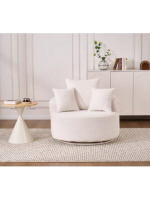 LY-031WH Swivel Compression Chair – Crochet Yarn Single Seat with Full Sponge Cushion