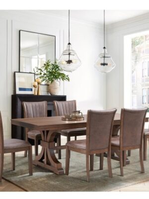 78.74" Rectangular Oak Dining Table – Mid-Century Modern Rubber Wood Table for 6–8