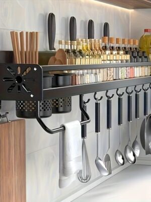 Wall Mounted Cutlery Rack And Camping Kitchen Rack With Spice Rack