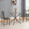Dining Set For 2, Square Glass Tempered Dining Table With 4 Legs And 2 Metal Chair For Home Office Kitchen Dining Room