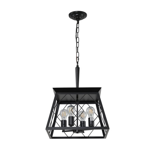 4-Light Black Farmhouse Chandelier - Dining Room Ceiling Fixture (No Bulbs)