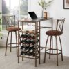 3-Piece Bar Table Set - Retro Brown Chairs for Kitchen & Dining Room