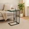 MarbleC Side Table 24", Living Room Table with Metal Frame