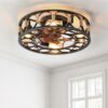 fe977842-be1c-4ba3-a2d7-ee7ab05f9c35.jpg Low-Profile Cage Ceiling Fan with Light & Remote, 6-Speed Reversible Blades, 5 LED Bulbs