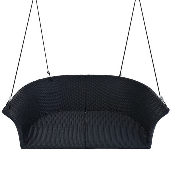 GO 51.9" 2-Person Rattan Swing Chair – Black Wicker Hanging Porch Seat