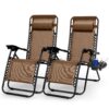 2-Pack Zero Gravity Lounge Chairs with Trays and Pillows Foldable 330lbs