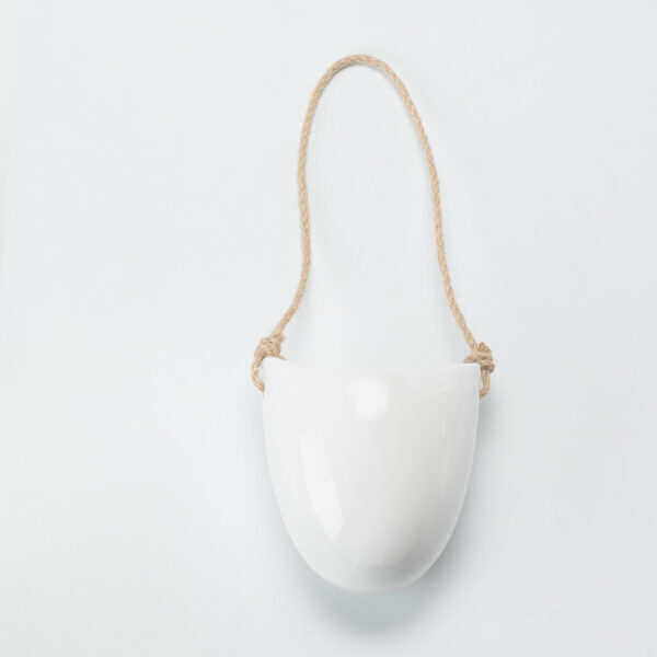 Wall-Mounted Ceramic Flower Pot – Half-Wall Design for Balcony Plants (No Drilling)