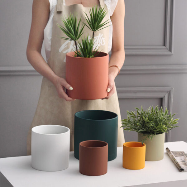 fb7b254a-dd17-4bfe-b8fc-7fce7b9bf2b0.jpg Nordic Industrial Ceramic Flowerpot – Colorful Cylindrical Planter with Drainage Tray