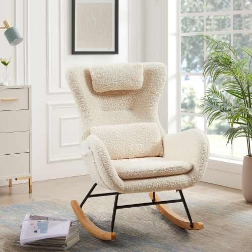Modern Rocking Chair for Nursery & Living Room | High Back Comfort