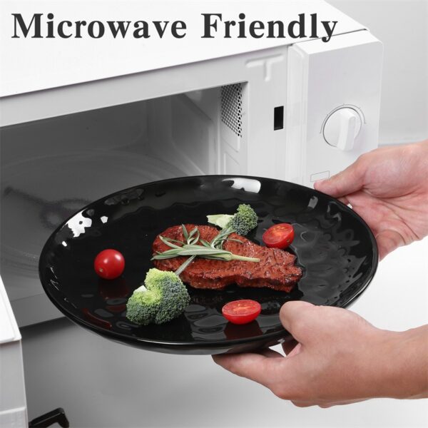 11-Inch Black Ceramic Hammered Plate Set – 6 Pieces