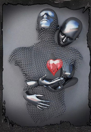Romantic Abstract Metal Statue Canvas Poster – Home Wall Decor