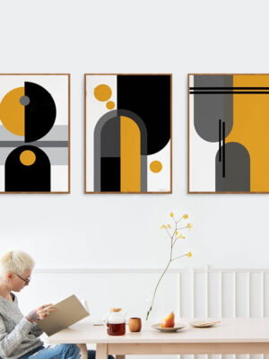 Mid-Century Modern Abstract Wall Print – Living Room Home Decor