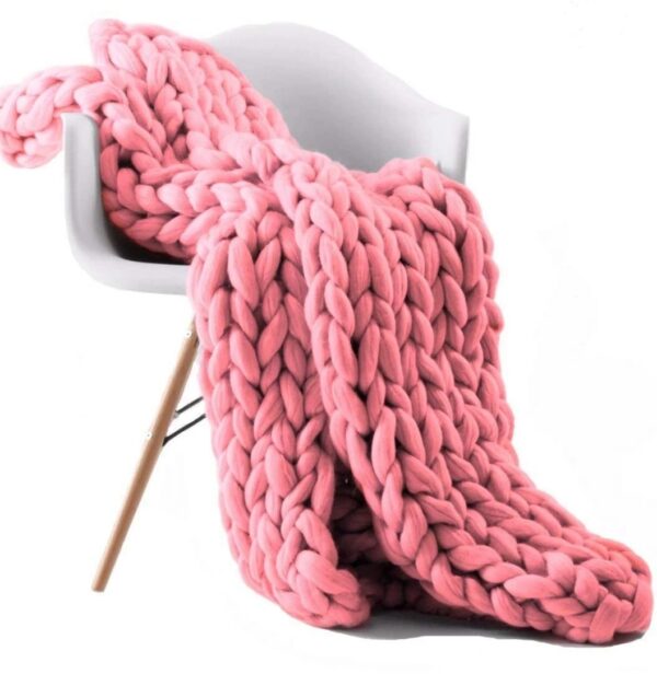 Hand-Woven Woolen Chenille Blanket – Soft Cozy Home Throw