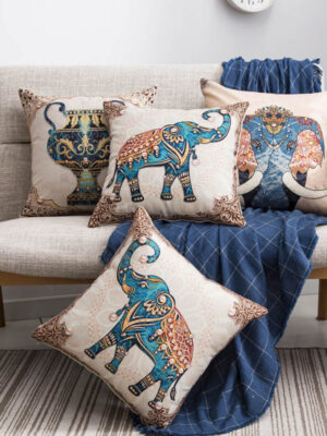 Elephant Pillow Cushion Cover – Decorative Animal Print Pillowcase