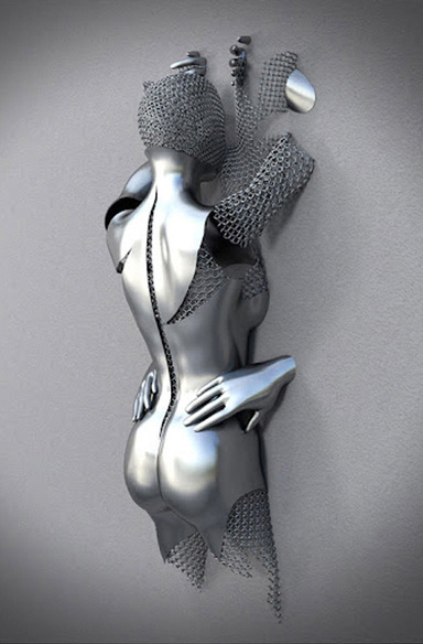 Romantic Abstract Metal Statue Canvas Poster – Home Wall Decor