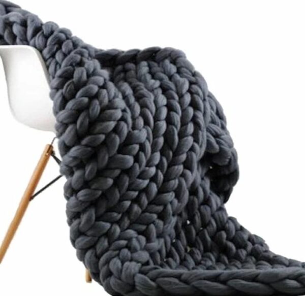 Hand-Woven Woolen Chenille Blanket – Soft Cozy Home Throw