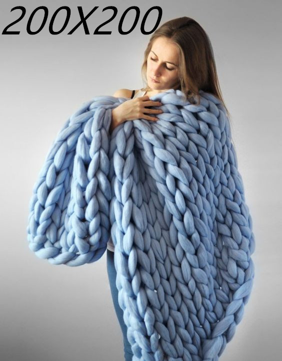 Hand-Woven Woolen Chenille Blanket – Soft Cozy Home Throw