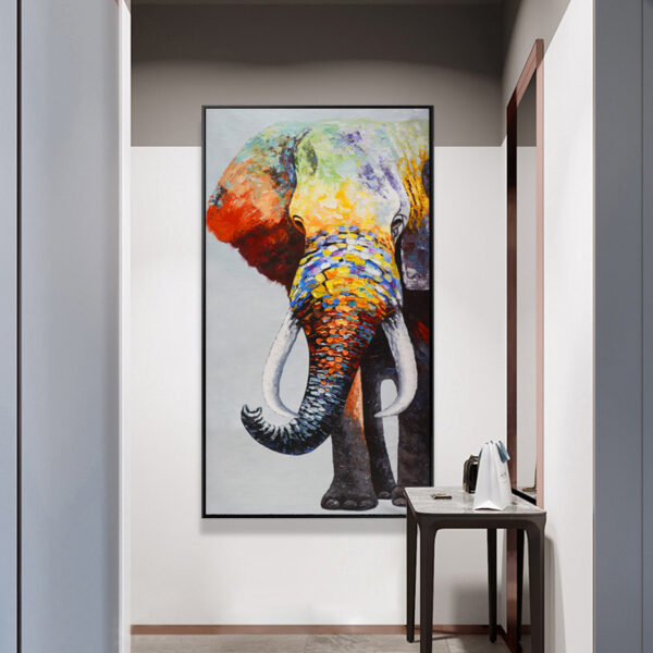 Abstract Elephant Canvas Painting – Animal Wall Decor