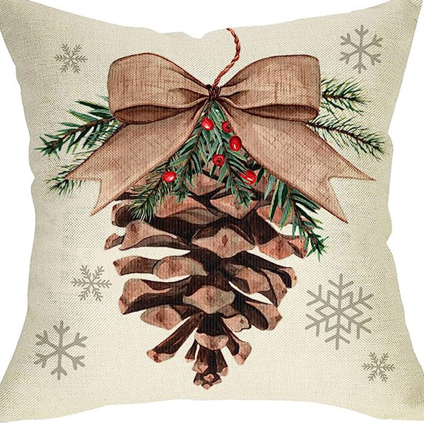 Winter Series Linen Throw Pillow Cover – Seasonal Home Decor