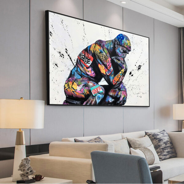 52be29da-f89c-46d8-a0bc-01f8bafc61bd.jpg Abstract Thinker Man Poster – Modern Living Room Wall Art