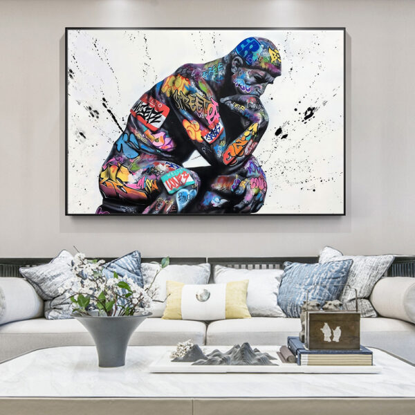 5c84da16-48a7-4f2b-8b9e-069f42f38c23.jpg Abstract Thinker Man Poster – Modern Living Room Wall Art