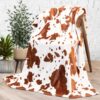 5ef2165e-8231-472e-9486-c2c7a07997b6.jpg Cow Print Flannel Blanket – Soft Warm Home Throw