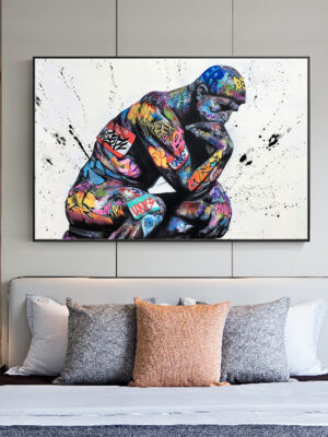 Abstract Thinker Man Poster – Modern Living Room Wall Art